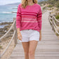 Forever Oversized Sweater - Red & Pink Stripes