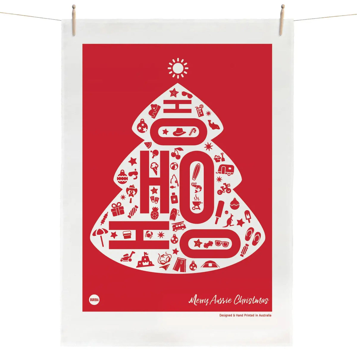Hohoho Aussie Christmas Tea Towel