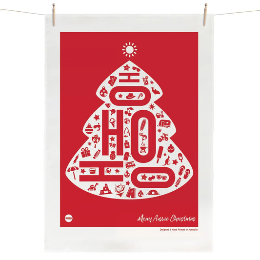 Hohoho Aussie Christmas Tea Towel