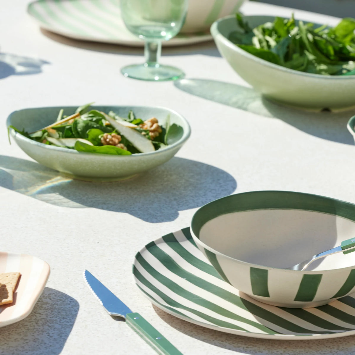 Saltara Bamboo Fibre Dinner Plates 4pcs Set Dark Green & Mint Green