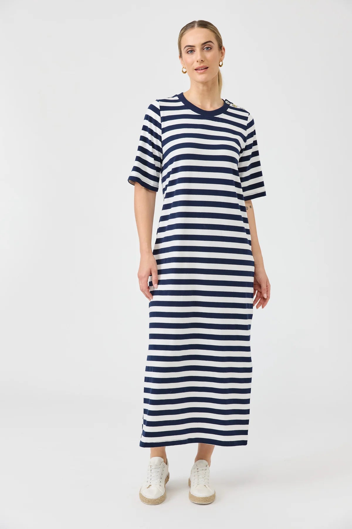 Studio Stripe Tshirt Dress - Indigo