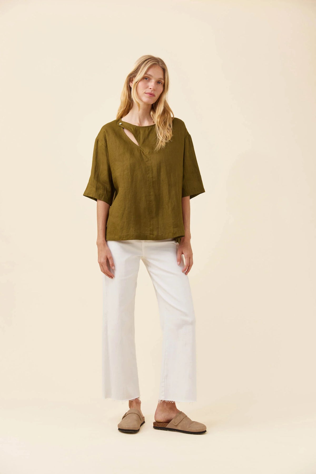 Anita Button Top - Olive