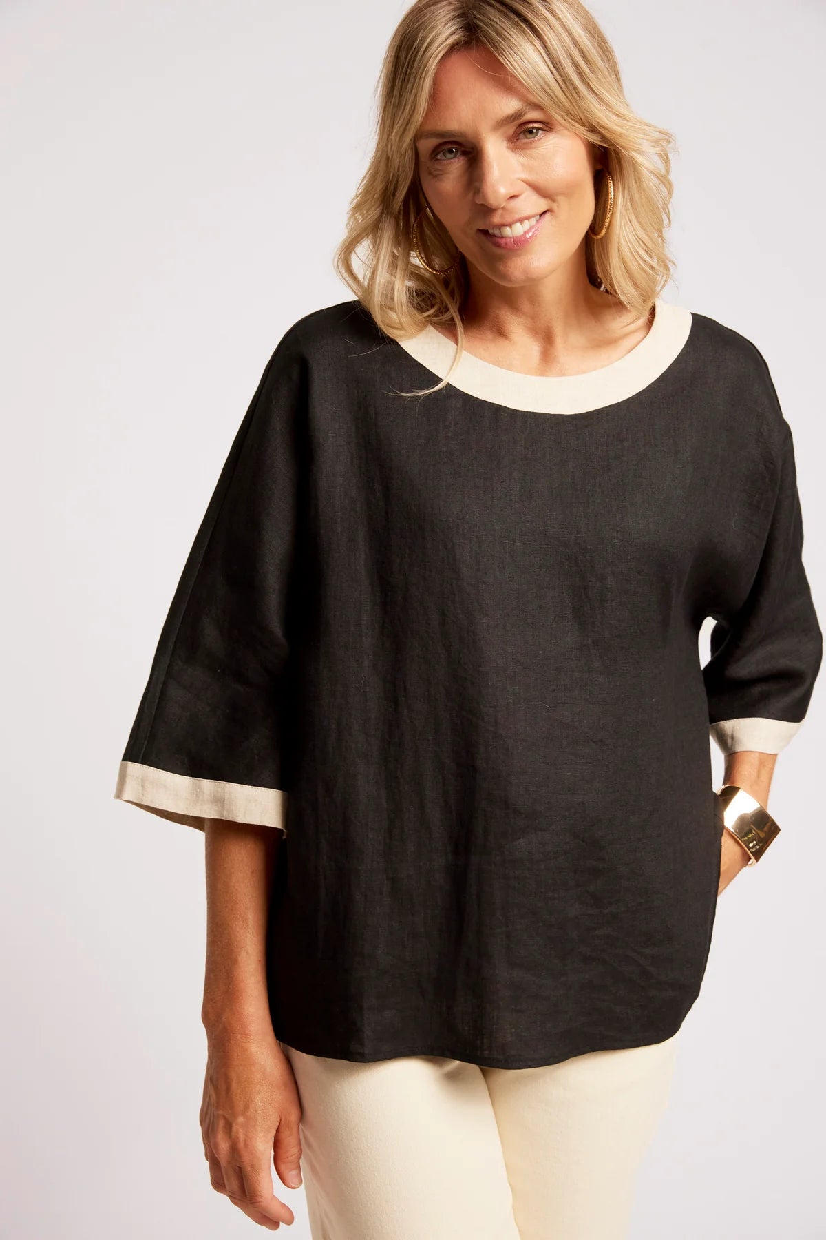Maris Relaxed Splice Top One Size - Black / Tusk