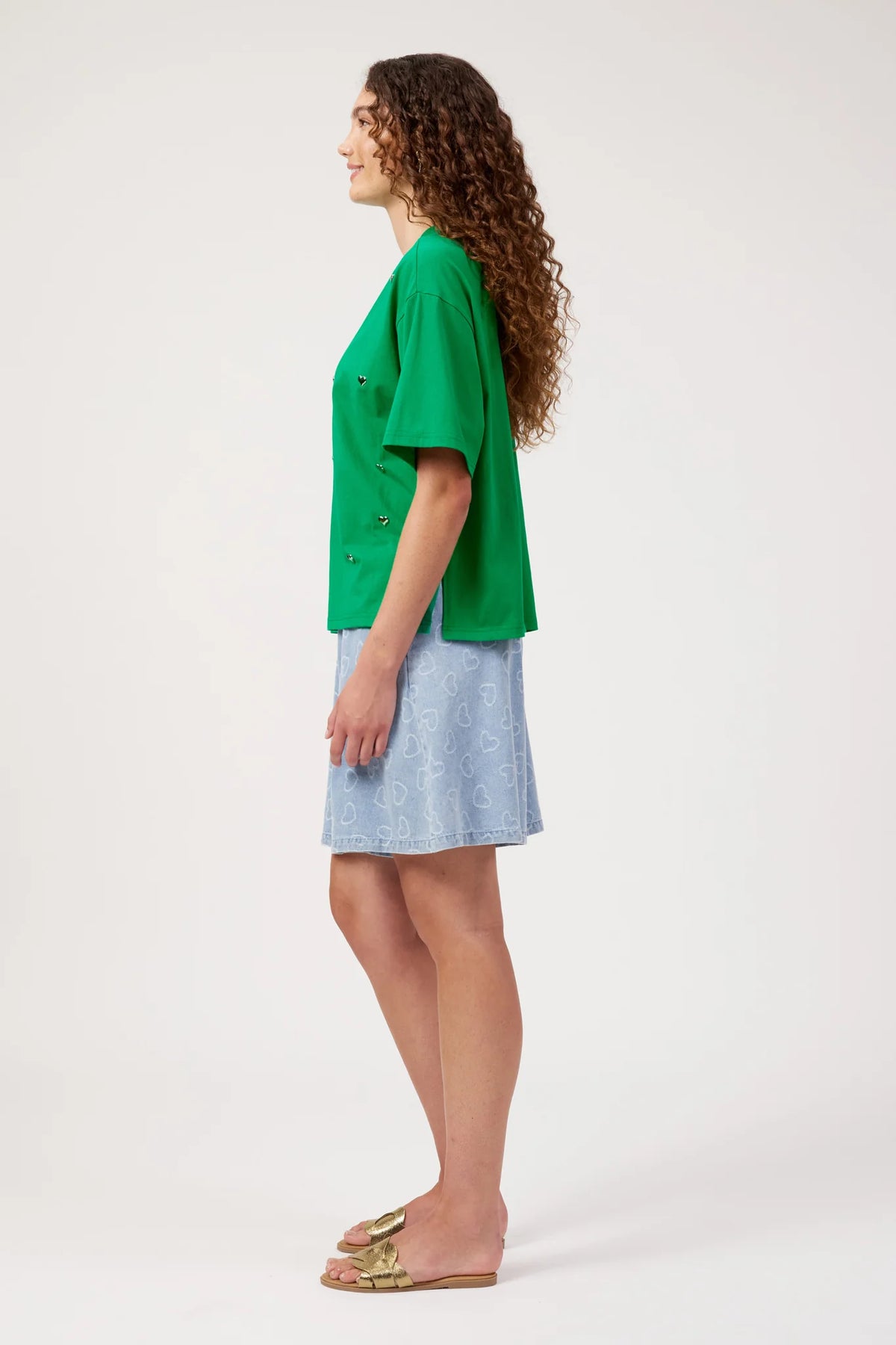 Elba Heart Embellished Tshirt - Green