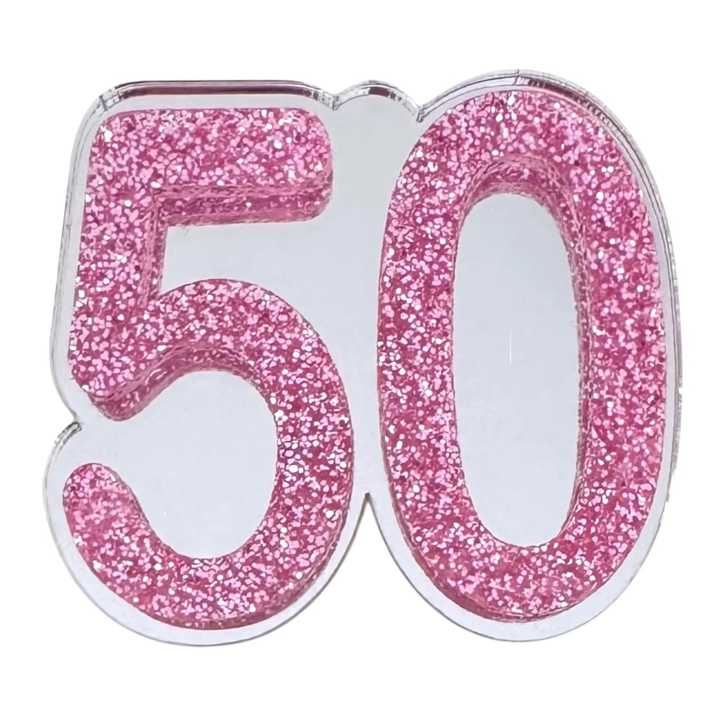 50 Birthday Brooch (Silver / Pink)