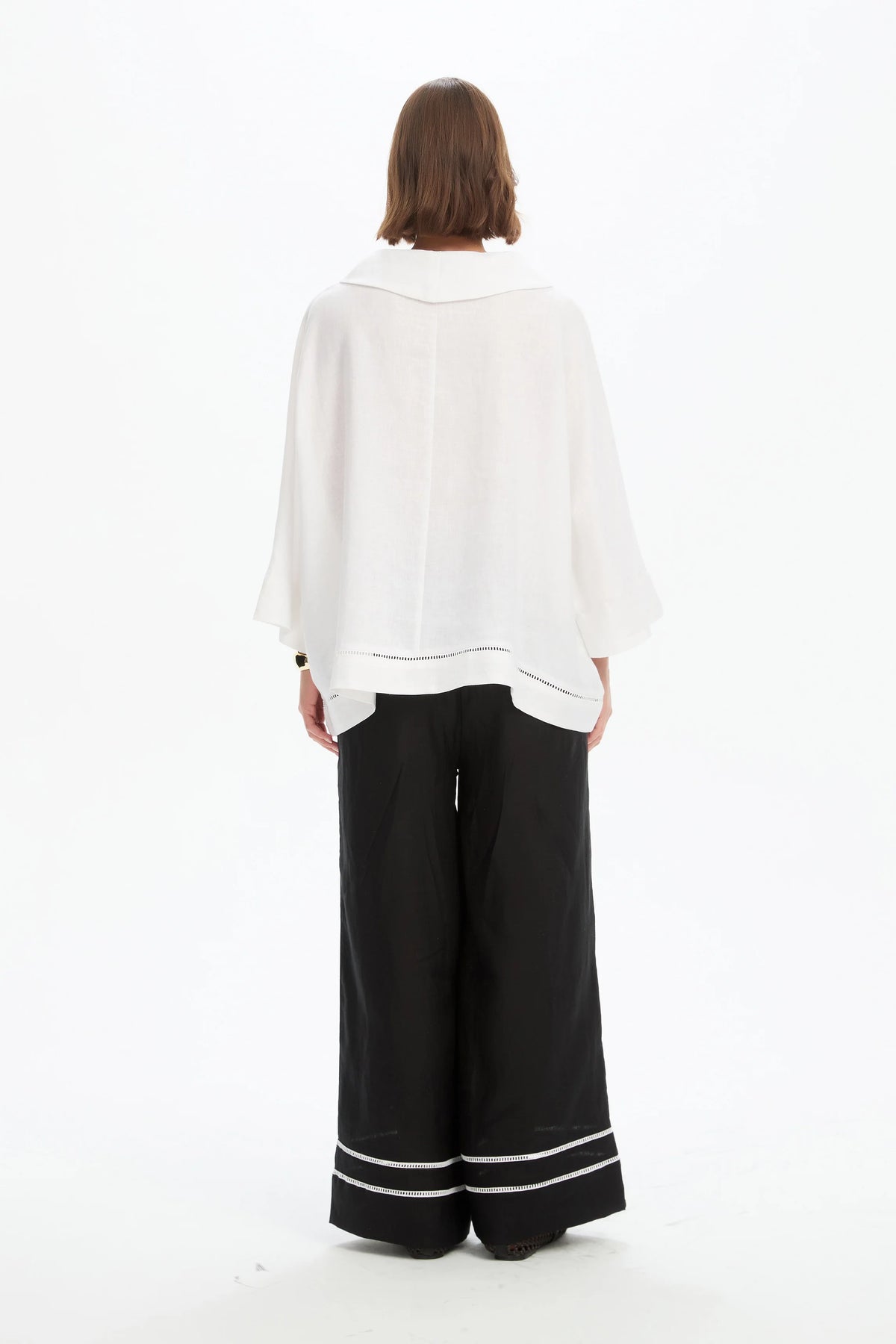 Ladder Hem Cowl Neck Top