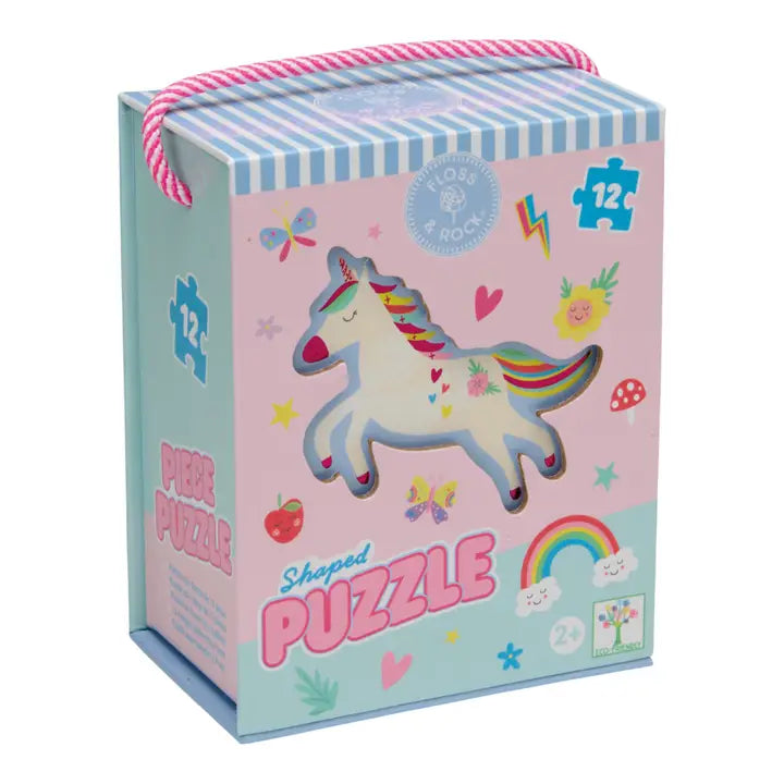 Floss & Rock 12pc Shaped Jigsaw Puzzle - Rainbow Fairy Unicorn