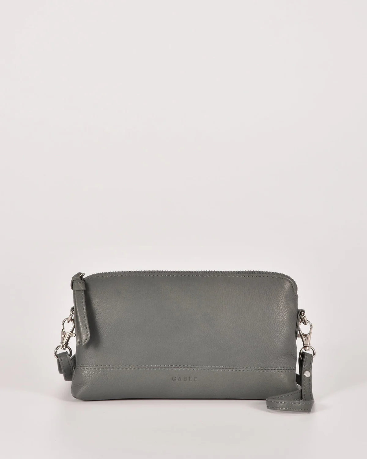 Kara Leather Purse with Strap - Grey