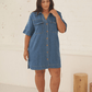 Bonnie Relaxed Shirt Dress - Fresh Indigo
