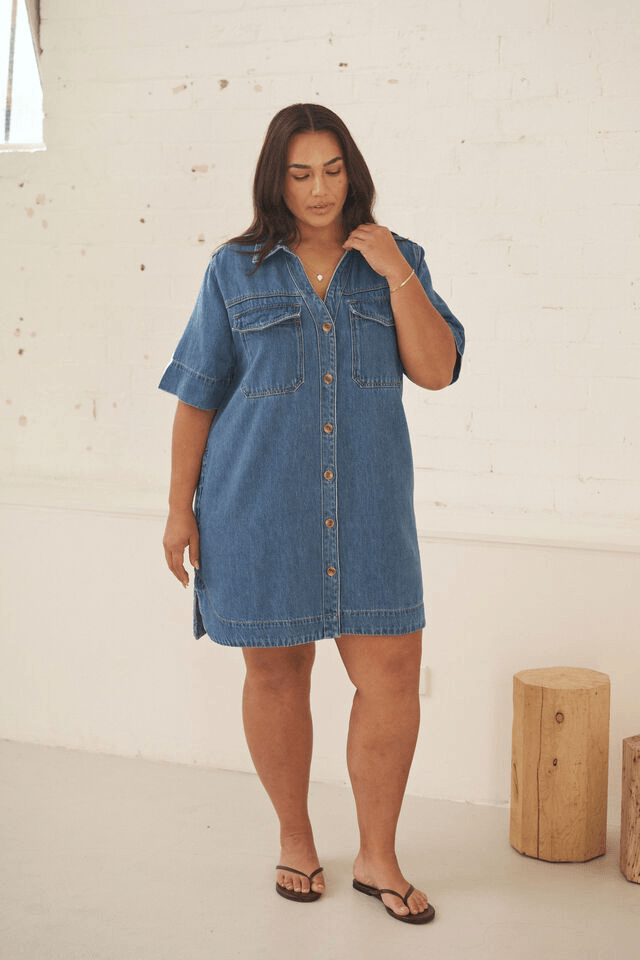 Bonnie Relaxed Shirt Dress - Fresh Indigo
