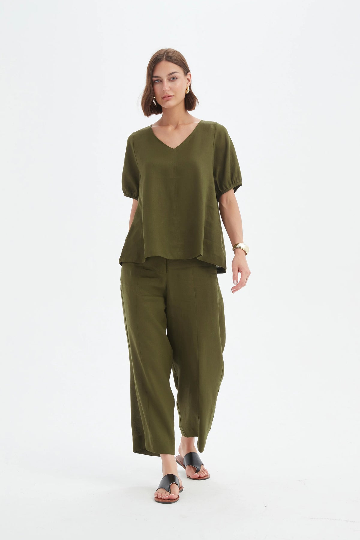 Bishop Sleeve Top - Olive