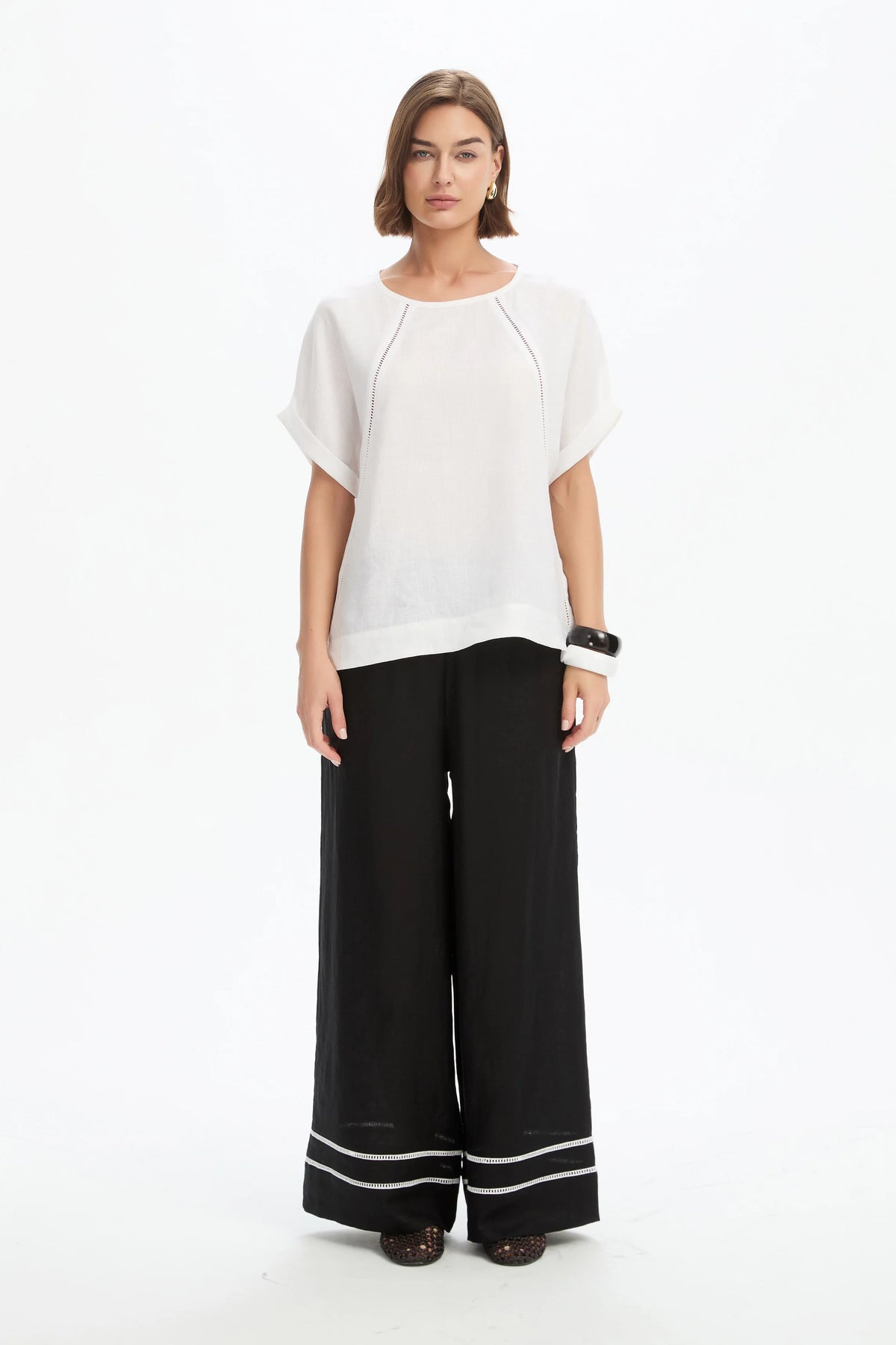 Ladder Raglan Sleeve Top - White