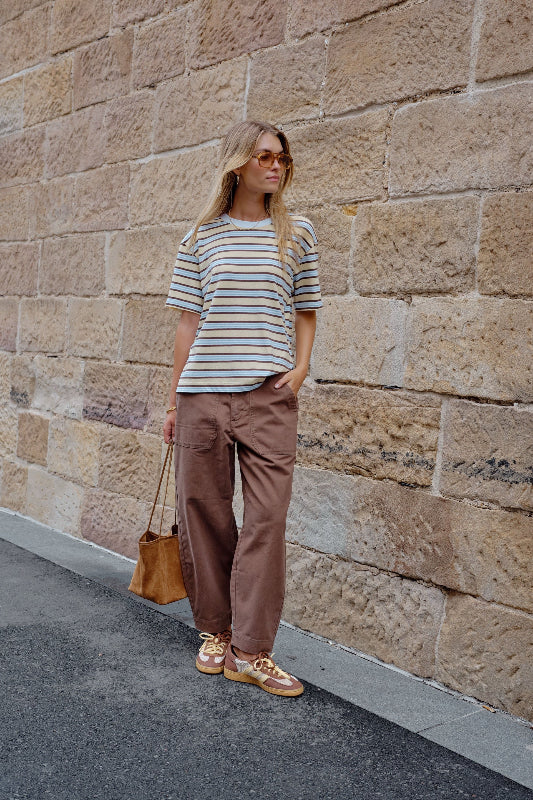 STEVIE SLOUCHY TEE / NEW BUTTER BRUNETTE STRIPE