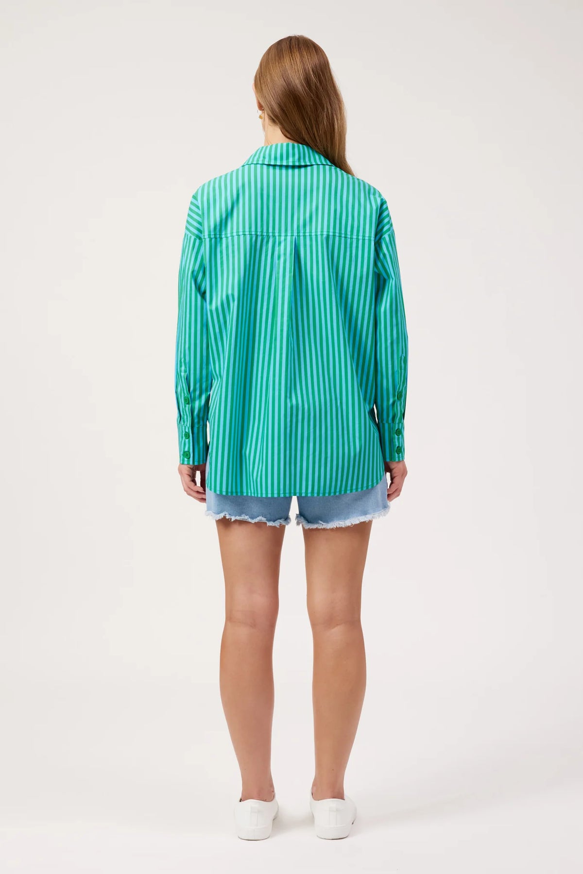 Mykonos Embroidered Stripe Shirt - Green