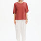 Wide Sleeve Yoke Tee - Dusty Red