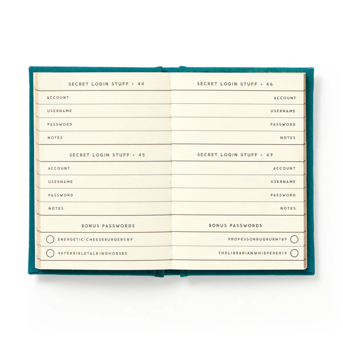 Definitely Not My Passwords-A Tiny Password Diary Green