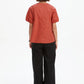 V Neck Bishop Sleeve Poplin Top Clay Red