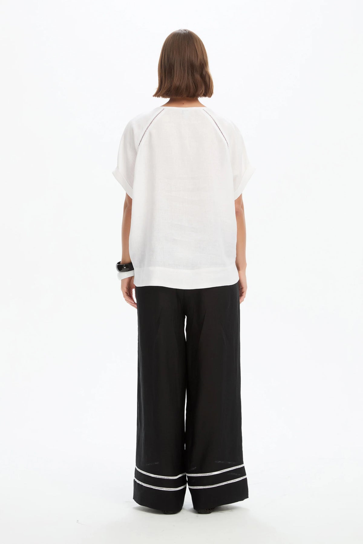 Ladder Raglan Sleeve Top - White