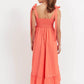 Brasilia Tie Maxi Dress - Coral