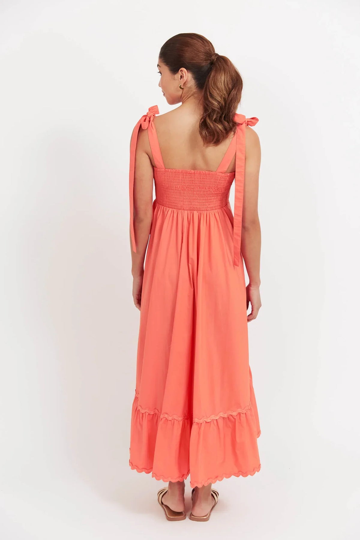 Brasilia Tie Maxi Dress - Coral