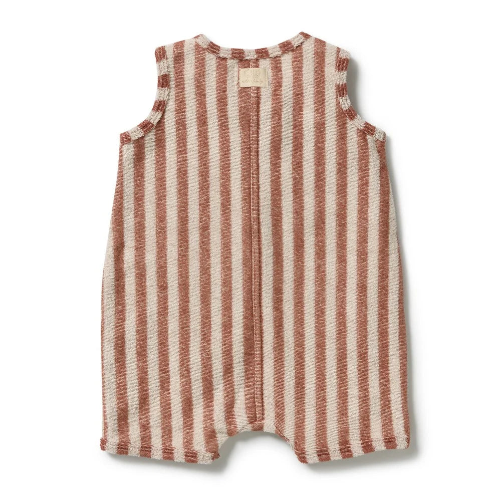 Cherry Cola Stripe Organic Terry Growsuit