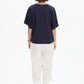 Wide Sleeve Yoke Tee - Navy