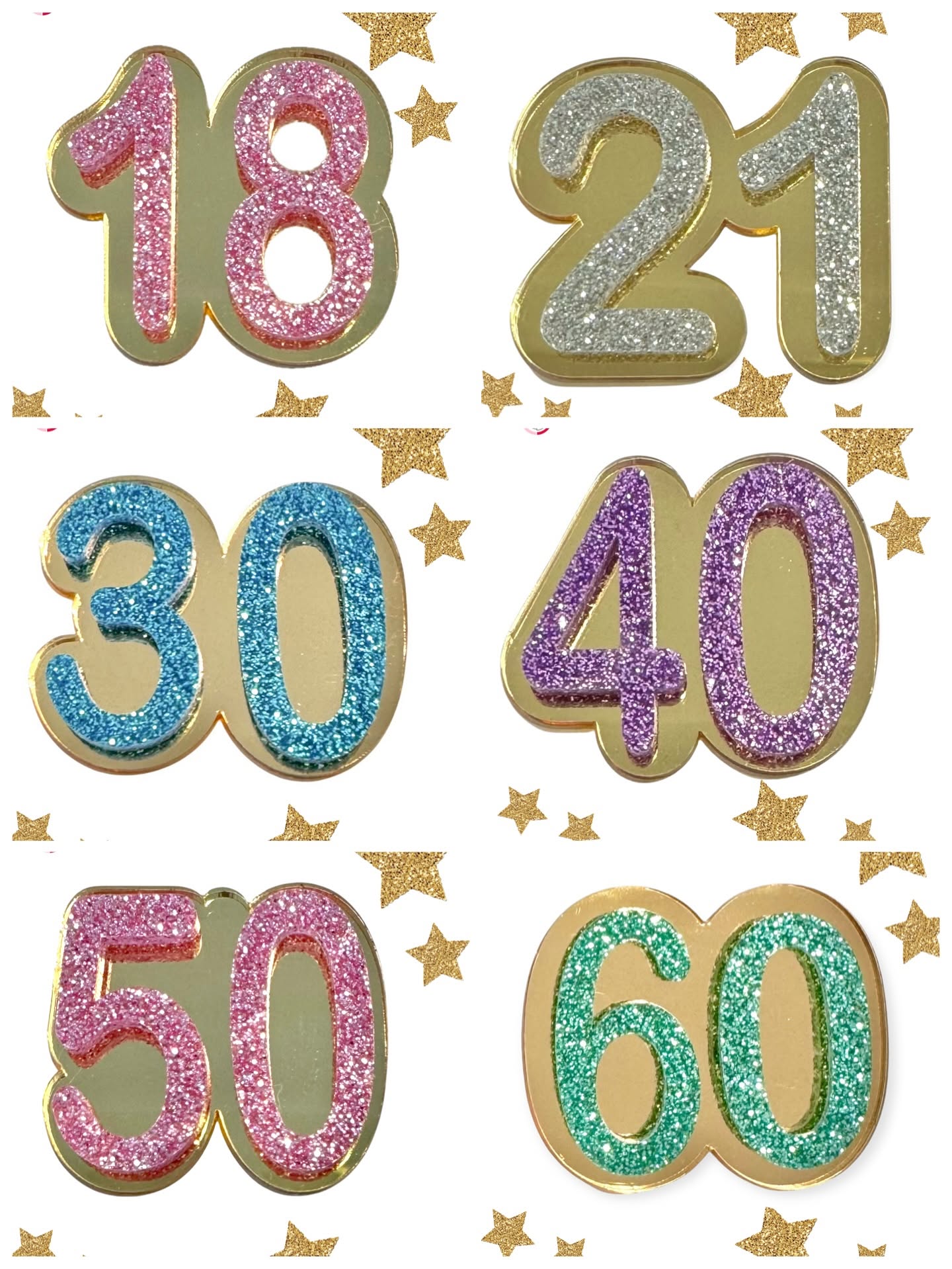 60 Birthday Brooch (Silver / Pink)