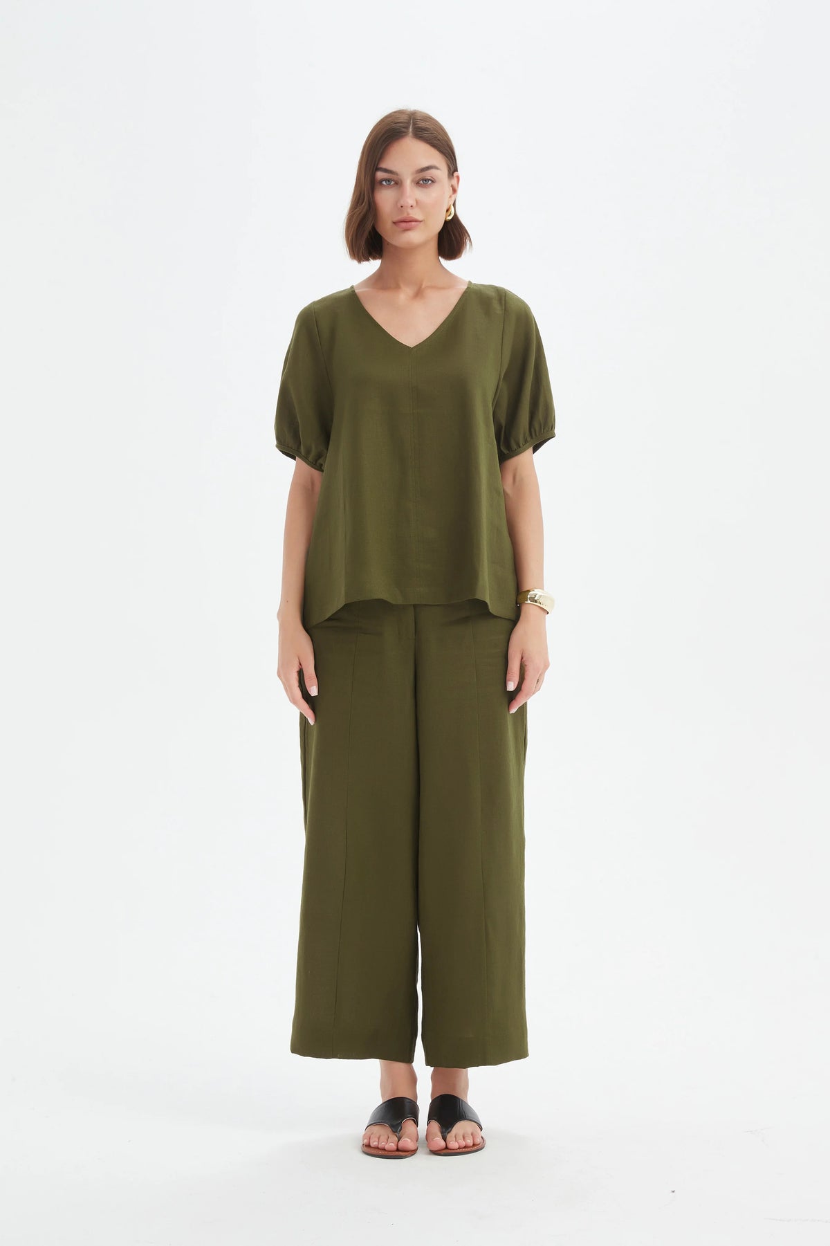 Bishop Sleeve Top - Olive