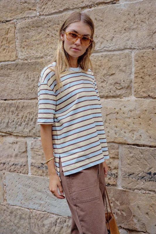 STEVIE SLOUCHY TEE / NEW BUTTER BRUNETTE STRIPE