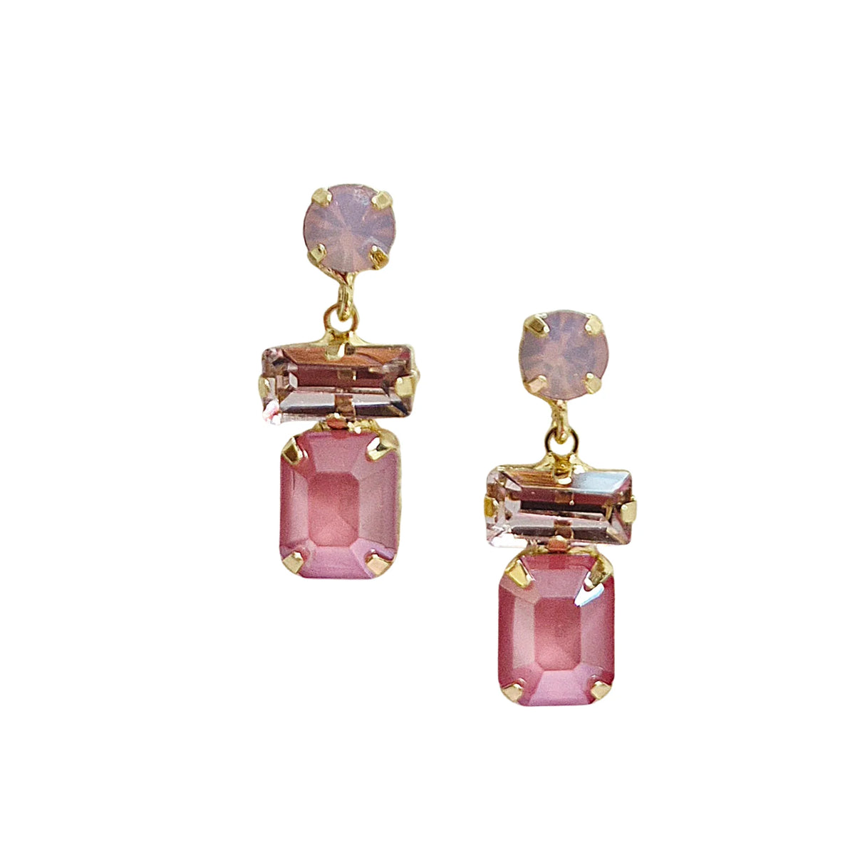 Leigh Pink Statement Gem Earrings