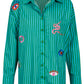 Mykonos Embroidered Stripe Shirt - Green