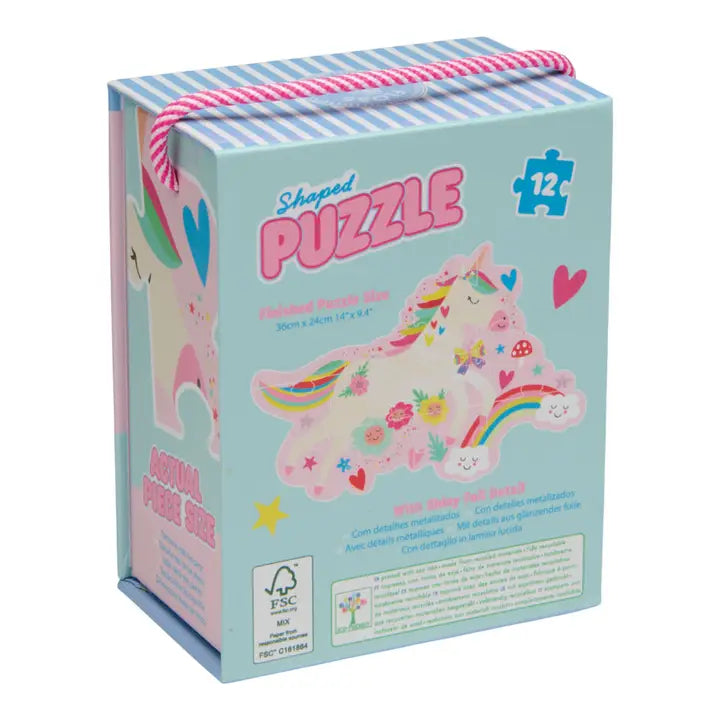 Floss & Rock 12pc Shaped Jigsaw Puzzle - Rainbow Fairy Unicorn