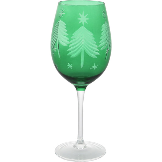 Emerald Christmas Wine Glass