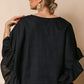 Lena Linen Blend Top Navy
