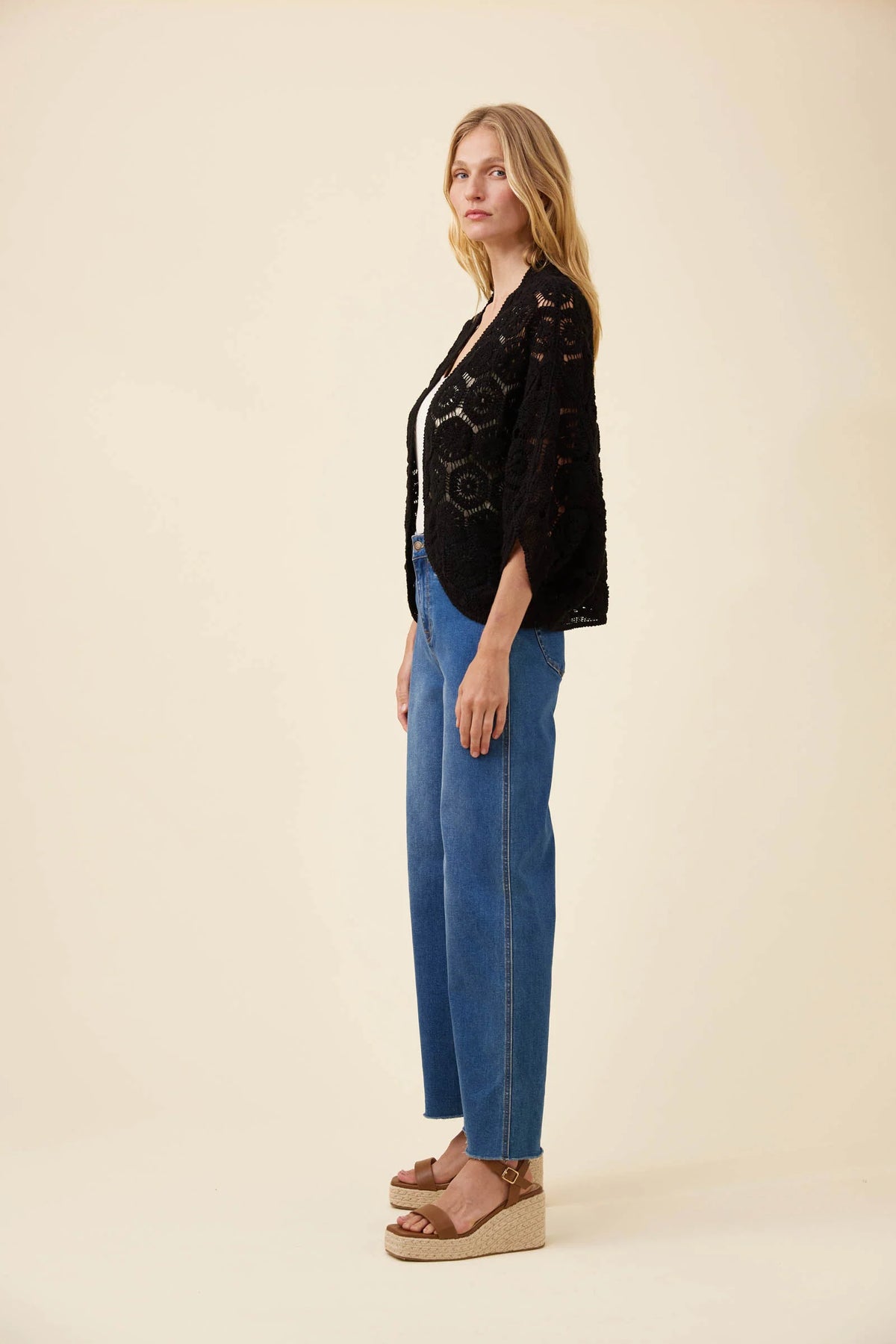 Maggie Crochet Cape - Black (One Size)