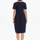Short Sleeve Diagonal Seam Dress - Navy