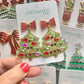 Gem-set Christmas Tree Christmas Earring in Red, Gold & Green