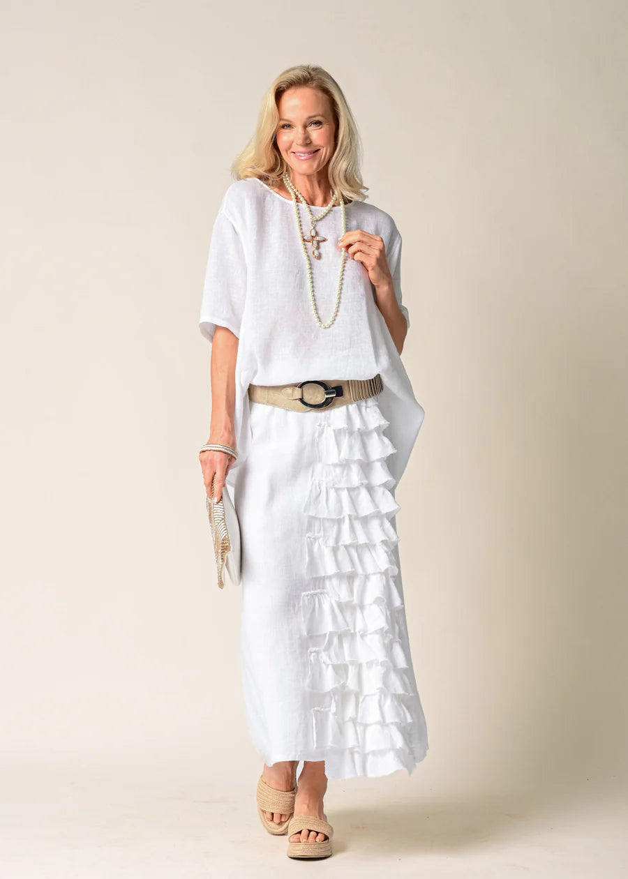 Eve Linen Skirt White