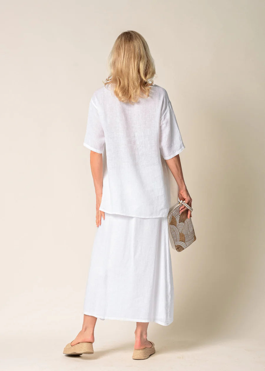Eve Linen Skirt White