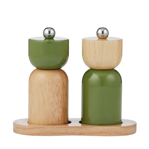 Eta 3pc Wood S&P Set 15x7.5x12cm Olive
