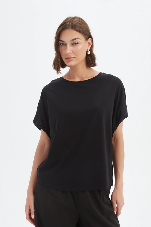 Bubble Sleeve Tee - Black