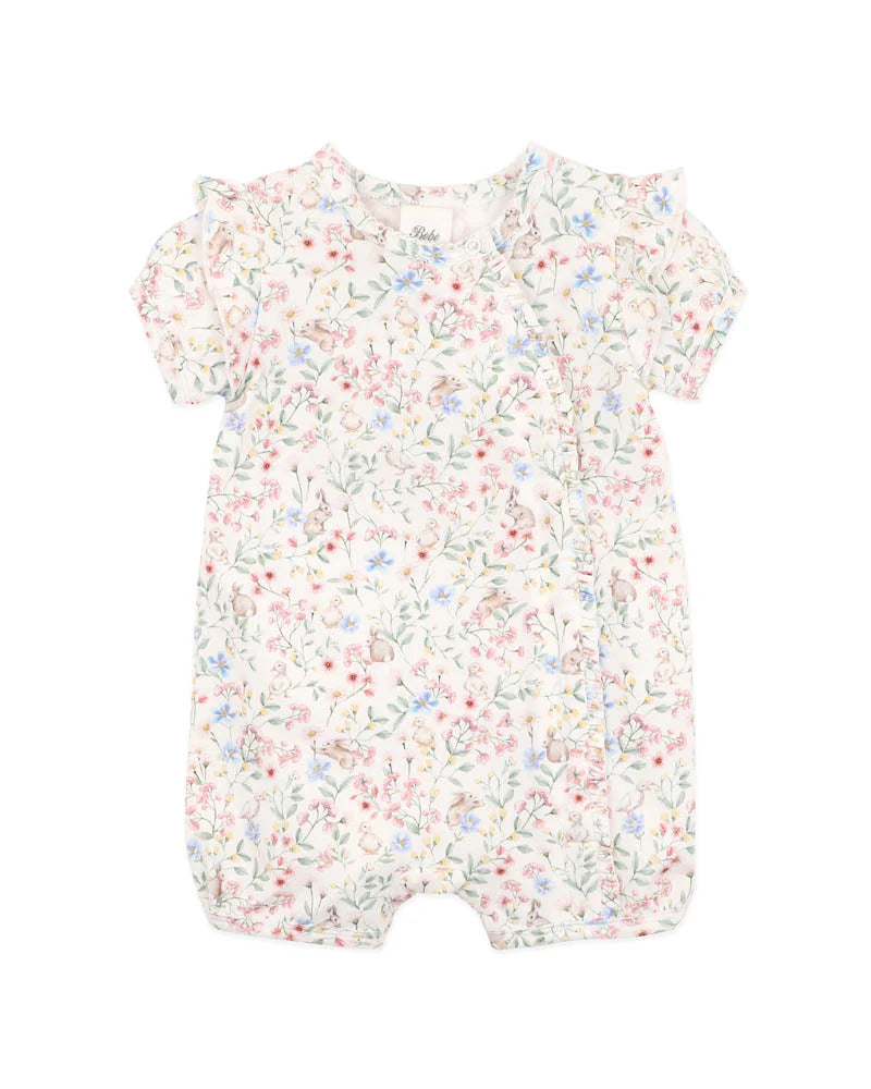 BONNIE ORGANIC PRINT SS ZIP ROMPER