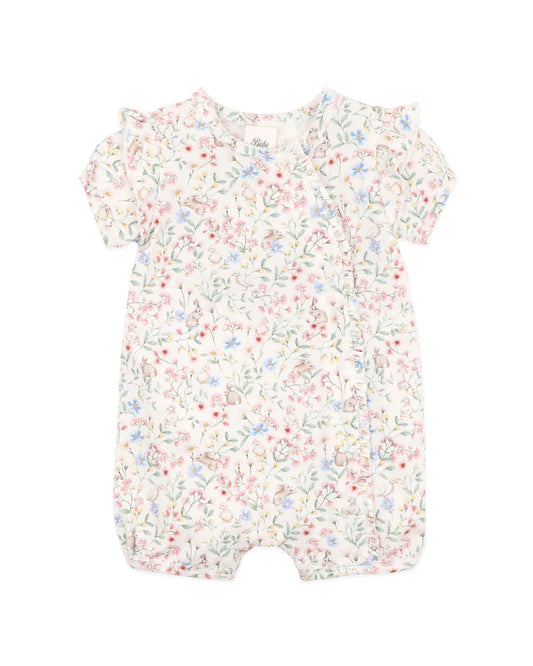 BONNIE ORGANIC PRINT SS ZIP ROMPER