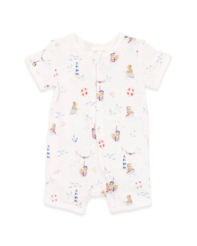 AXEL PRINT ORGANIC SS ZIP ROMPER