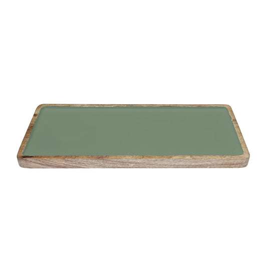 Corrine Rectangle Tray Small Green & Natural