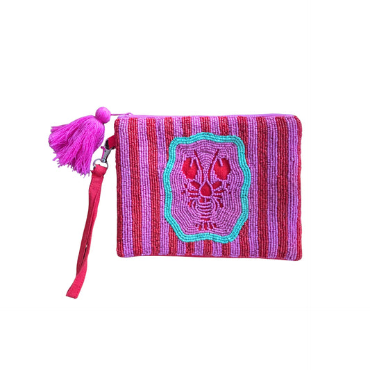 Beaded Lobster Wristlet Purse