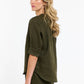 Bradley Linen Stitch Top - Khaki & White