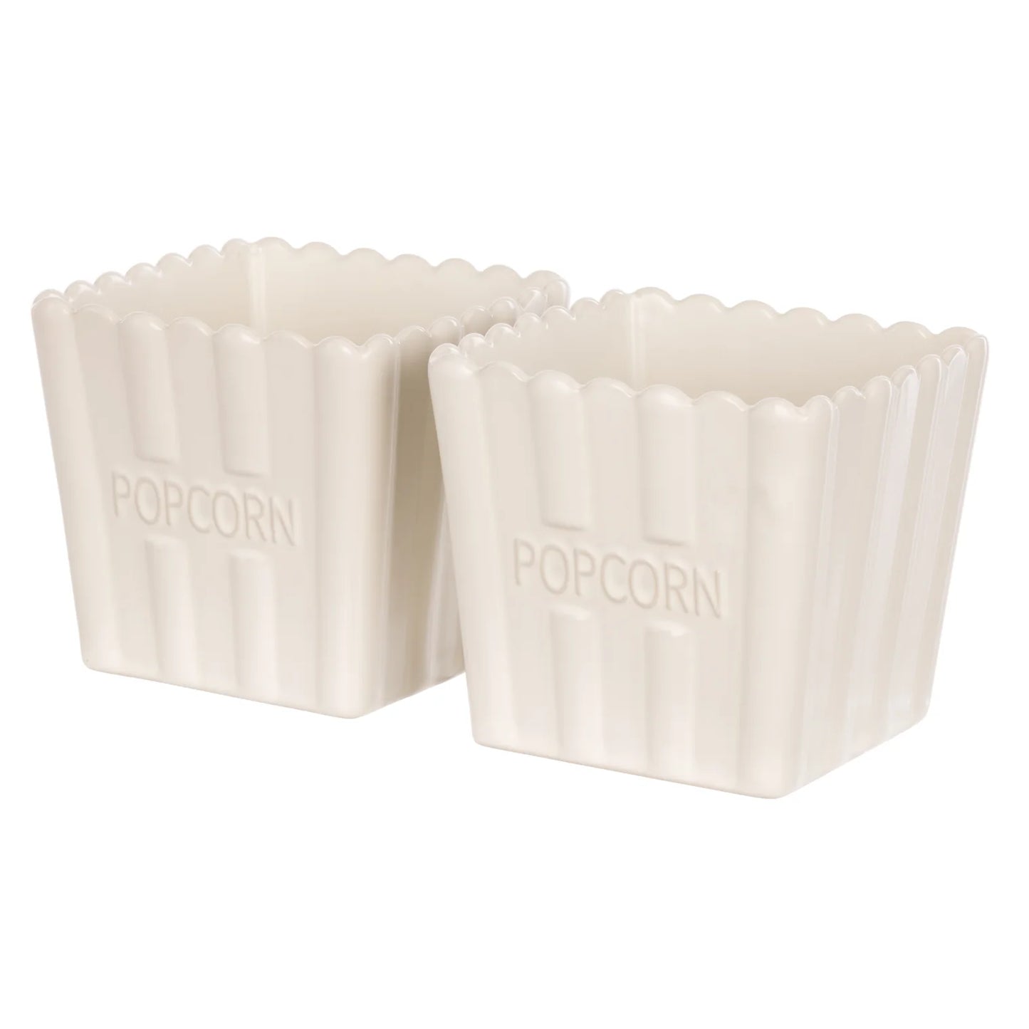 Peggy Small Stoneware Popcorn Bowls 2pcs Set Off Whit
