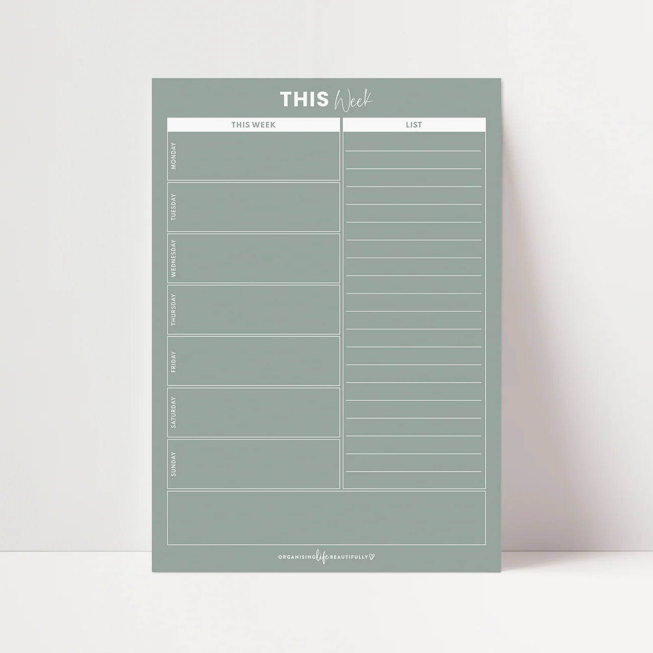 Weekly Magnet Planner (with Headings) Sage A4