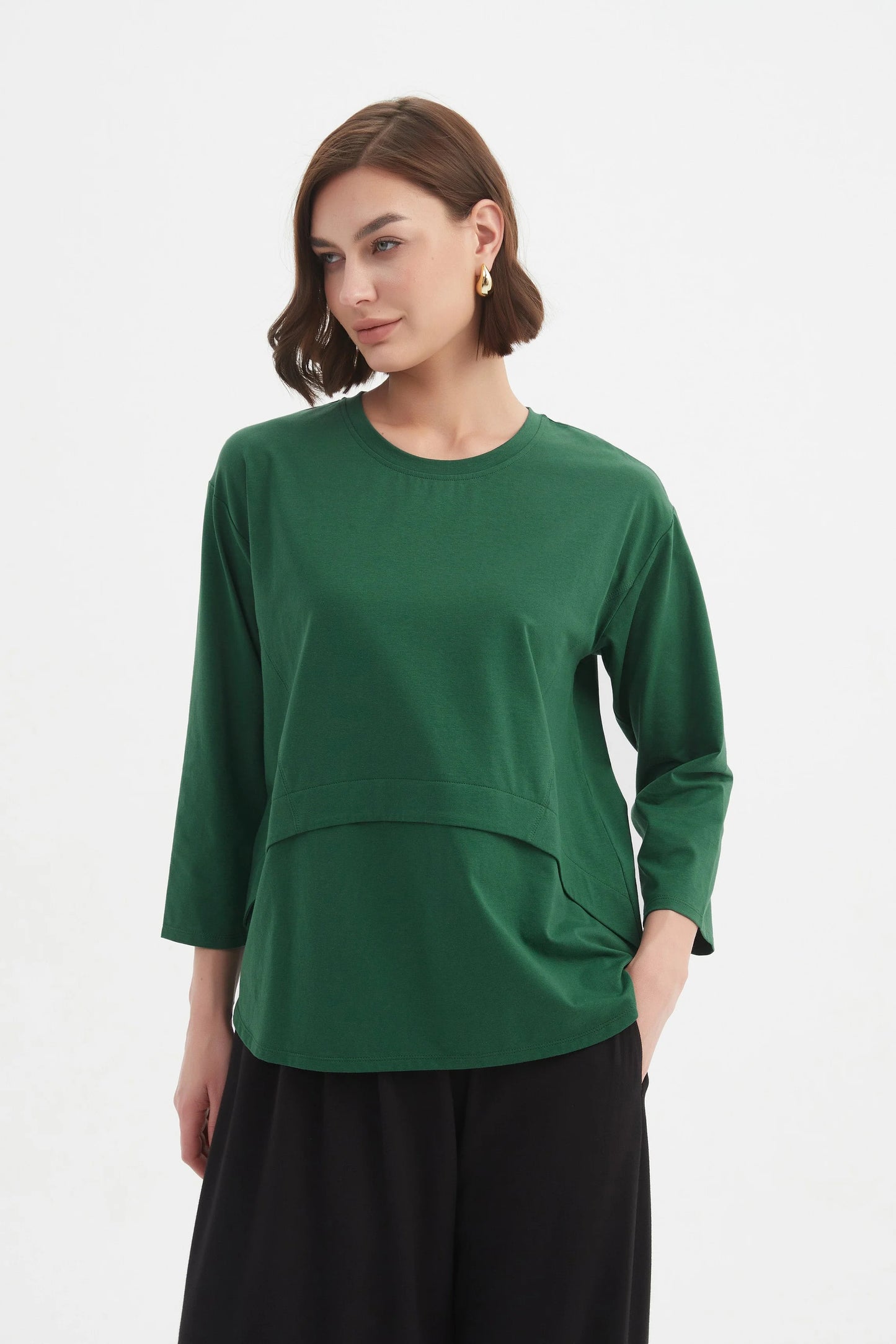 Curved Seam Top - Hunter Green